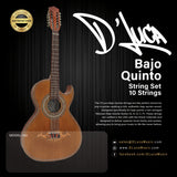 D'Luca Bajo Quinto Strings Stainless Steel, Ball End