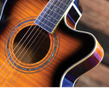 Washburn EA15 Festival Series Mini Jumbo Acoustic Electric Guitar. Tobacco Burst
