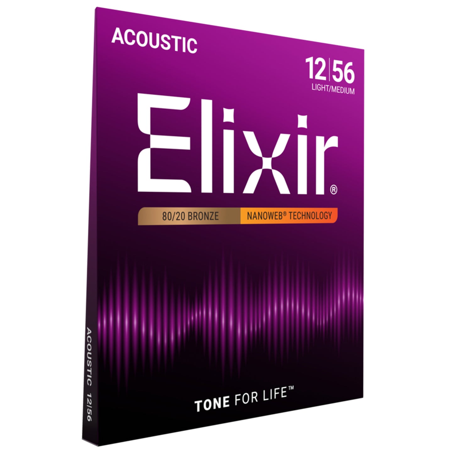 Elixir 80/20 Bronze Acoustic Guitar Strings, NANOWEB, Light/Medium (.012-.056)