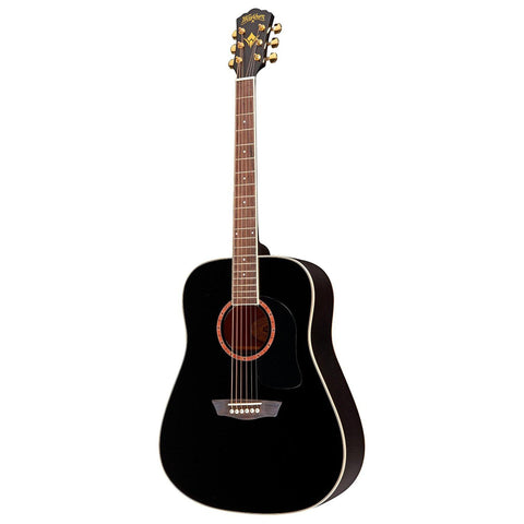 Washburn WD100DLBK-U Dreadnought Acoustic Guitar Black with Gigbag