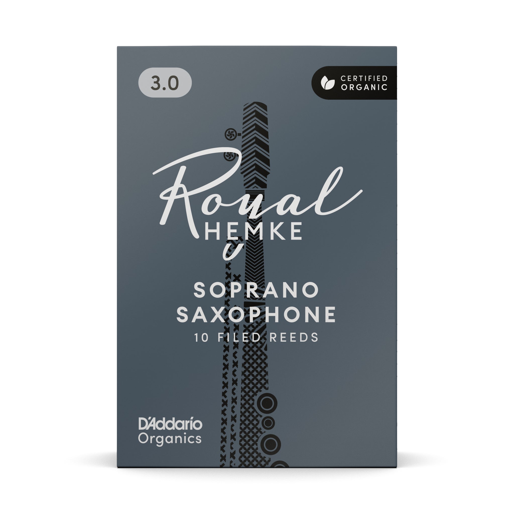 Royal Hemke Organic Soprano Saxophone Reeds, Strength 3.0, 10-pack