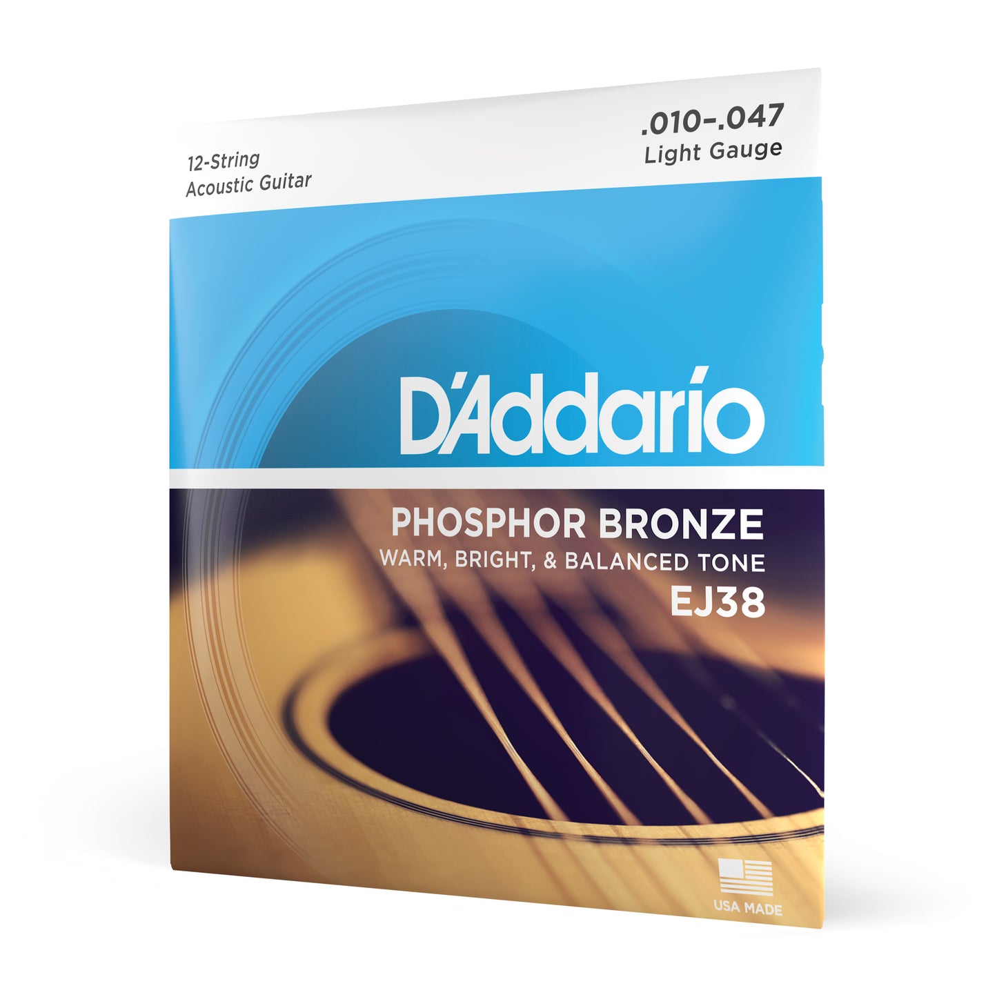 D'Addario EJ38 12-String Phosphor Bronze Acoustic Guitar Strings, Light, 10-47