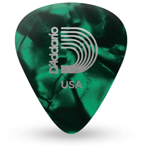 D'Addario Green Pearl Celluloid Guitar Picks, 100 pack, Medium