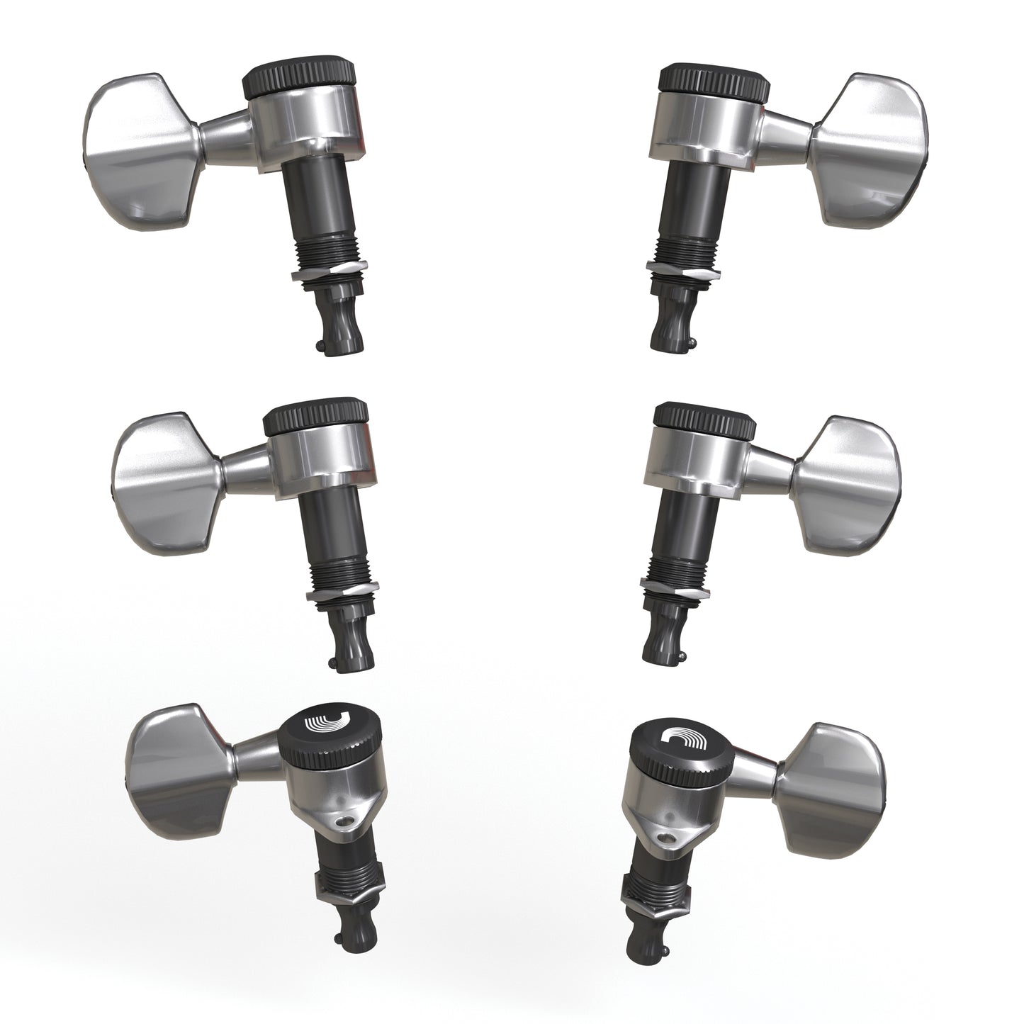 D'Addario Auto-Trim Locking Tuning Machines, 3 + 3 Setup, Chrome