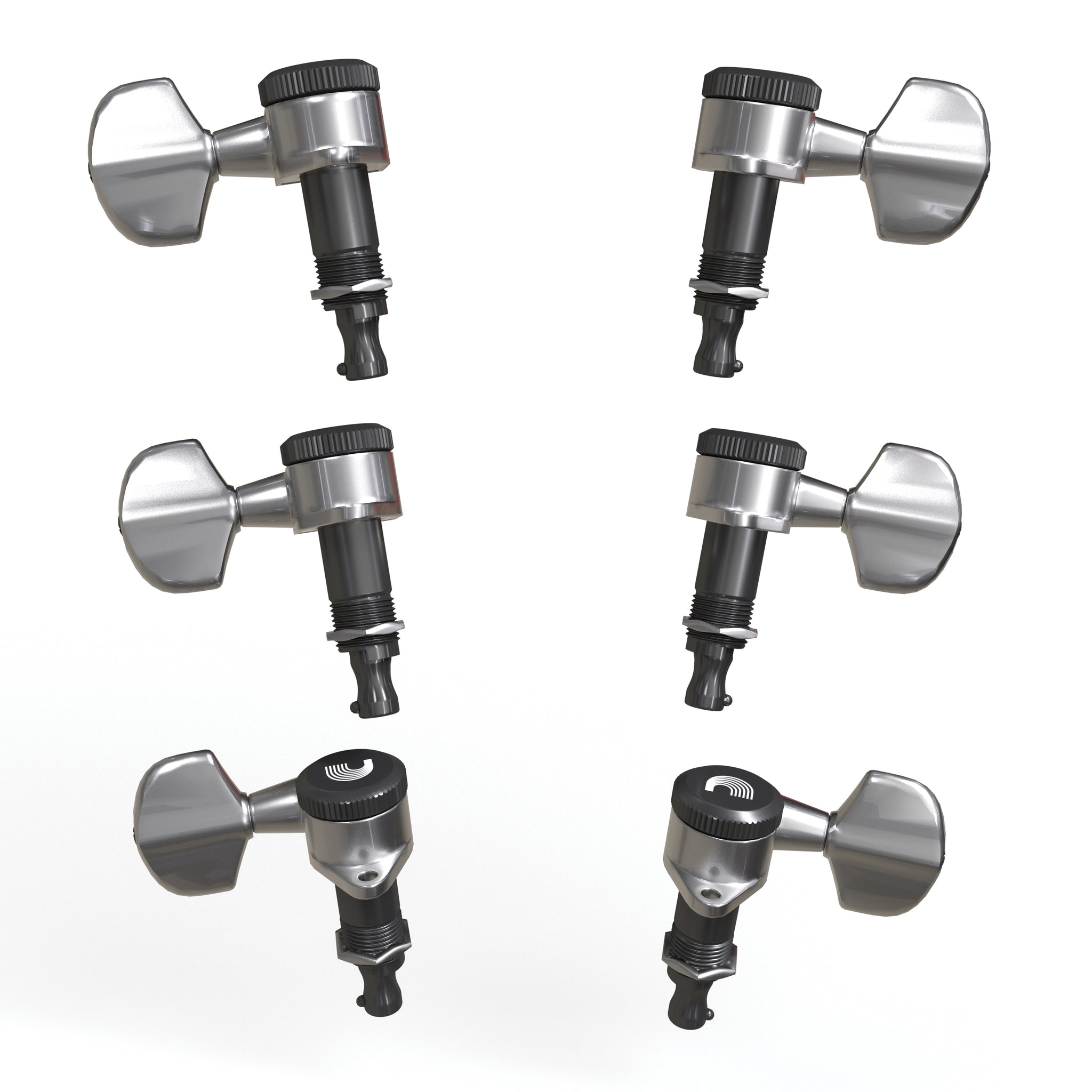 D'Addario Auto-Trim Locking Tuning Machines, 3 + 3 Setup, Chrome
