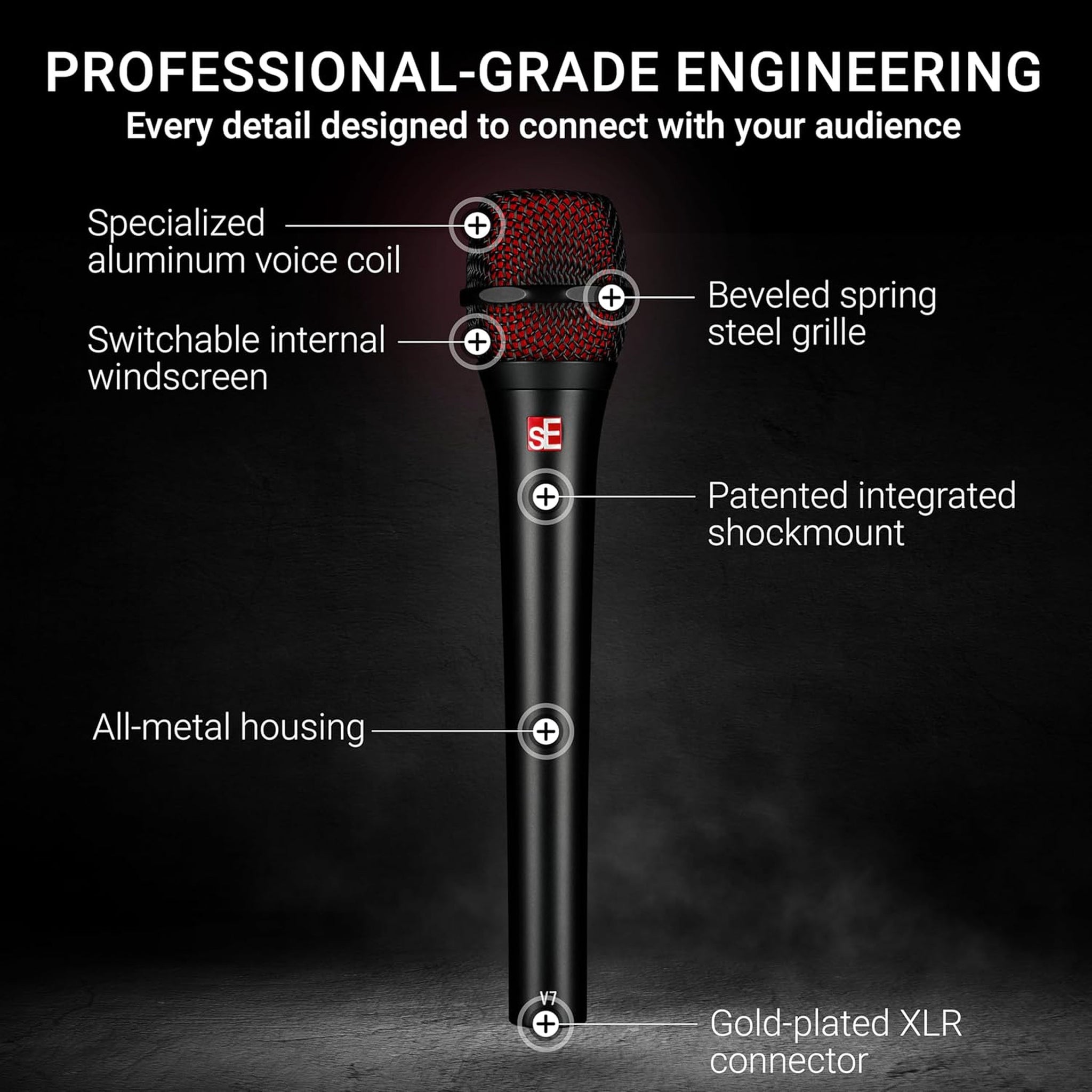 sE Electronics Studio-grade Handheld Mic extended shaft (250mm)