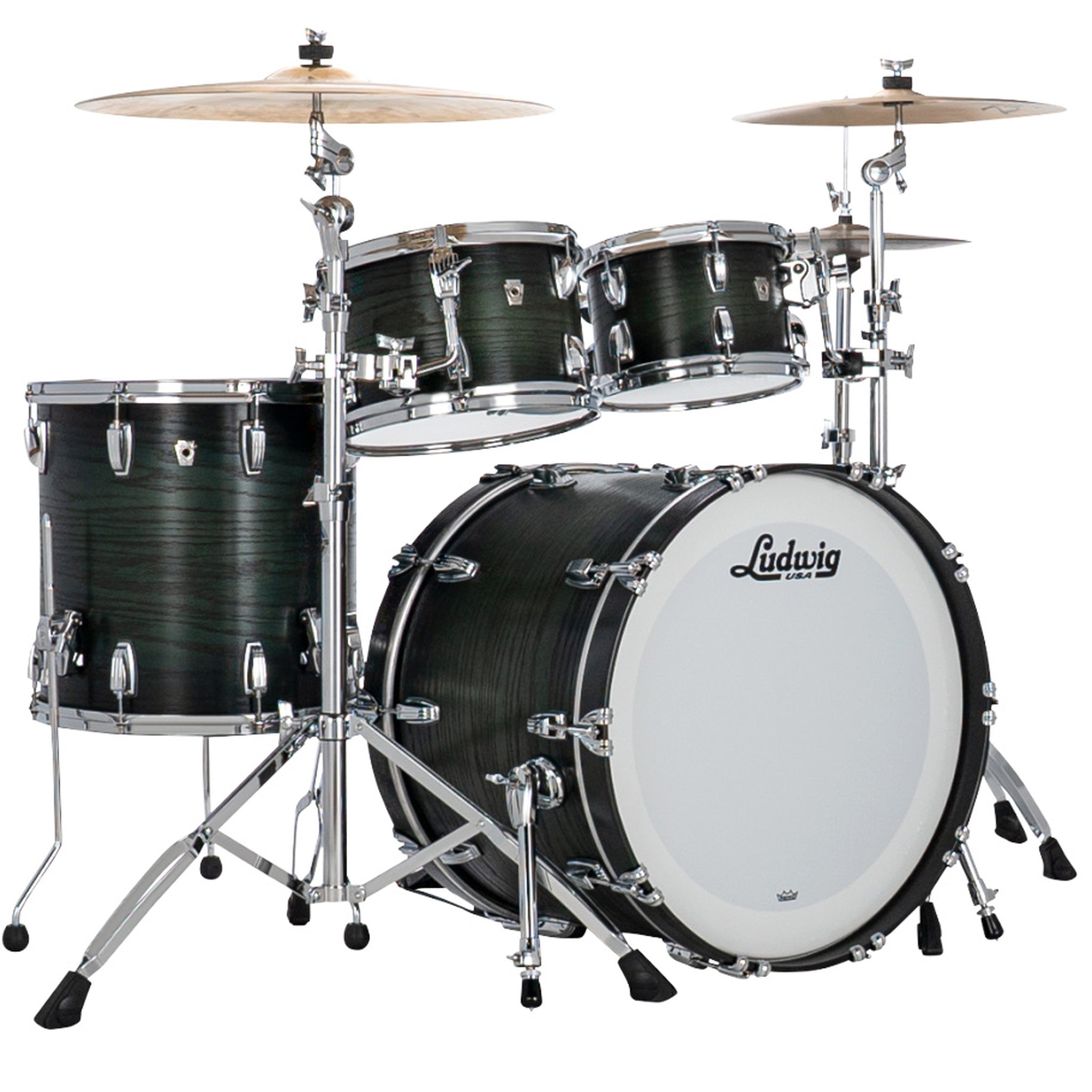 Ludwig Classic Oak Studio 4-piece Acoustic Drum Set Shell Pack Green Burst