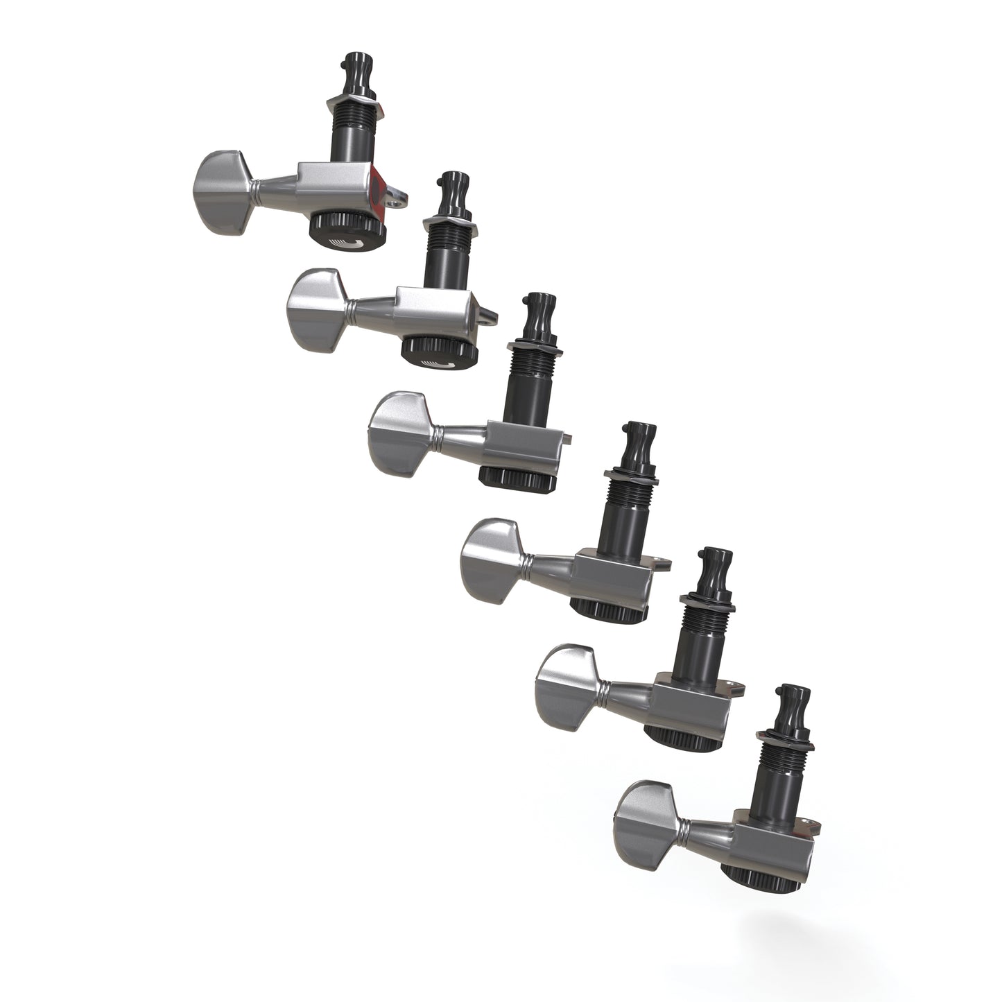 D'Addario Auto-Trim Locking Tuning Machines, 6 In-Line setup, Chrome