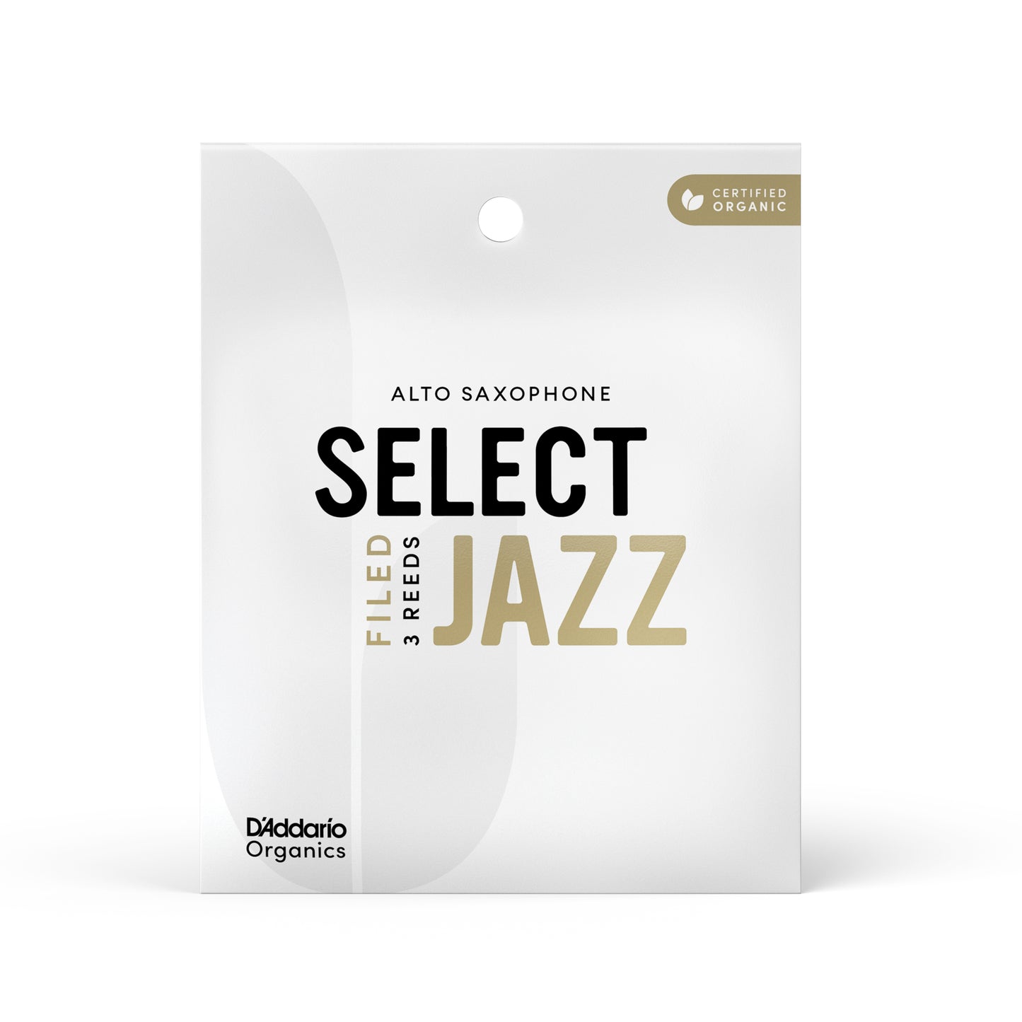 D'Addario Organic Select Jazz Filed Alto Sax Reeds, Strength 3 Soft, 3-Pack