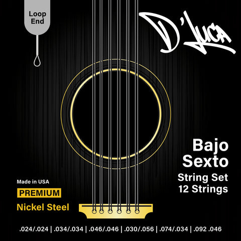D'Luca Bajo Sexto Strings Nickel Steel, Loop End