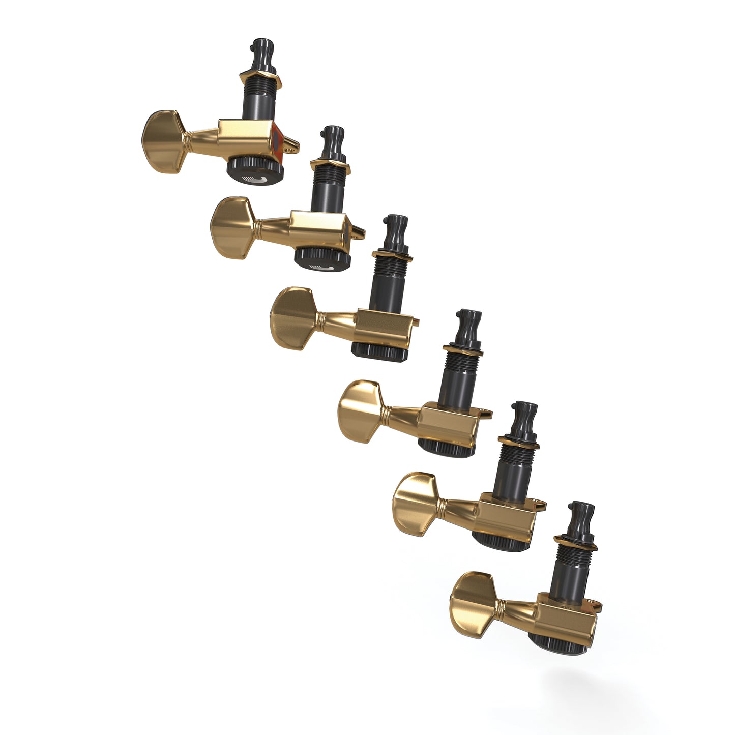 D'Addario Auto-Trim Locking Tuning Machines, 6 In-Line setup, Gold