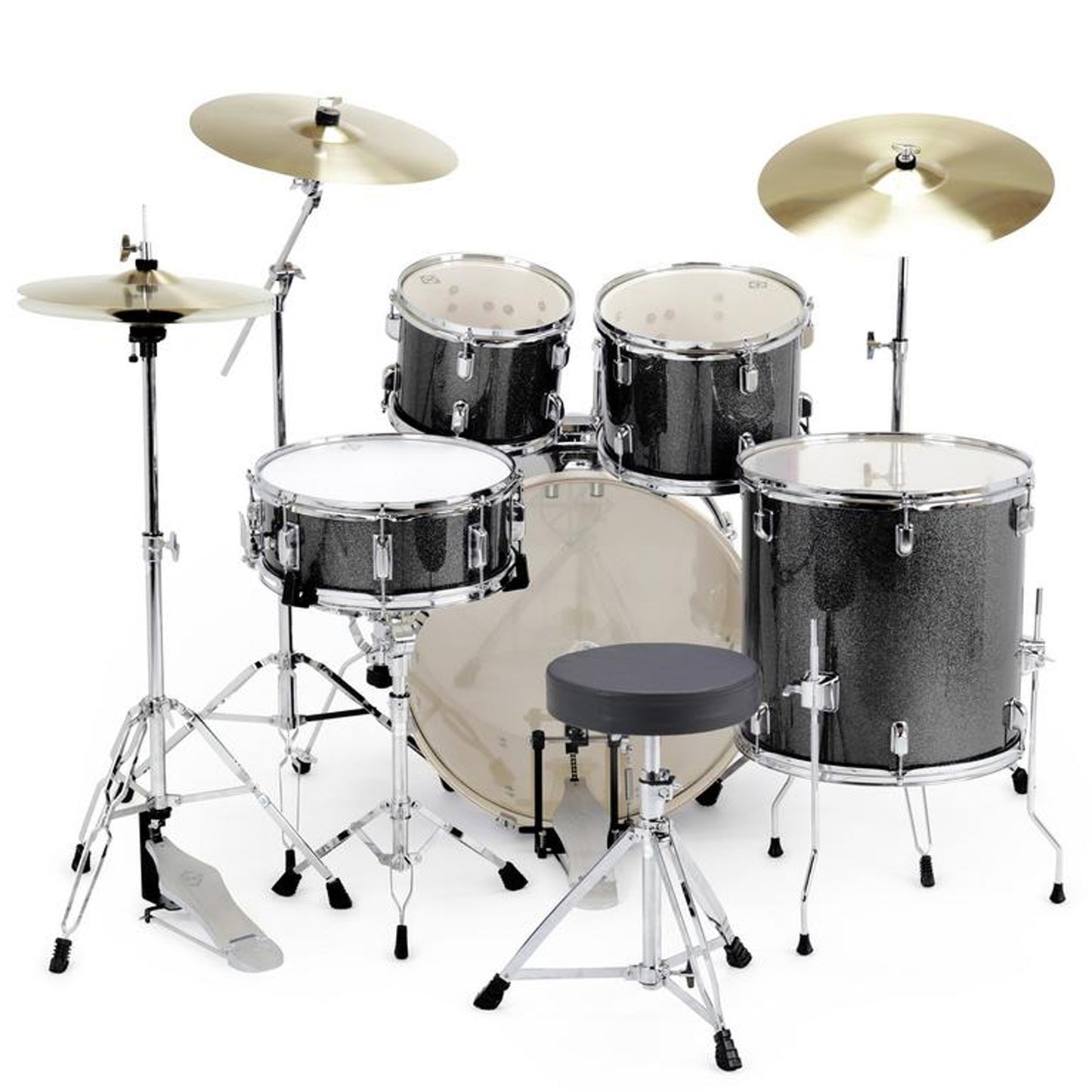 Dixon Spark 5pc Drum Set Misty Black Complete Outfit