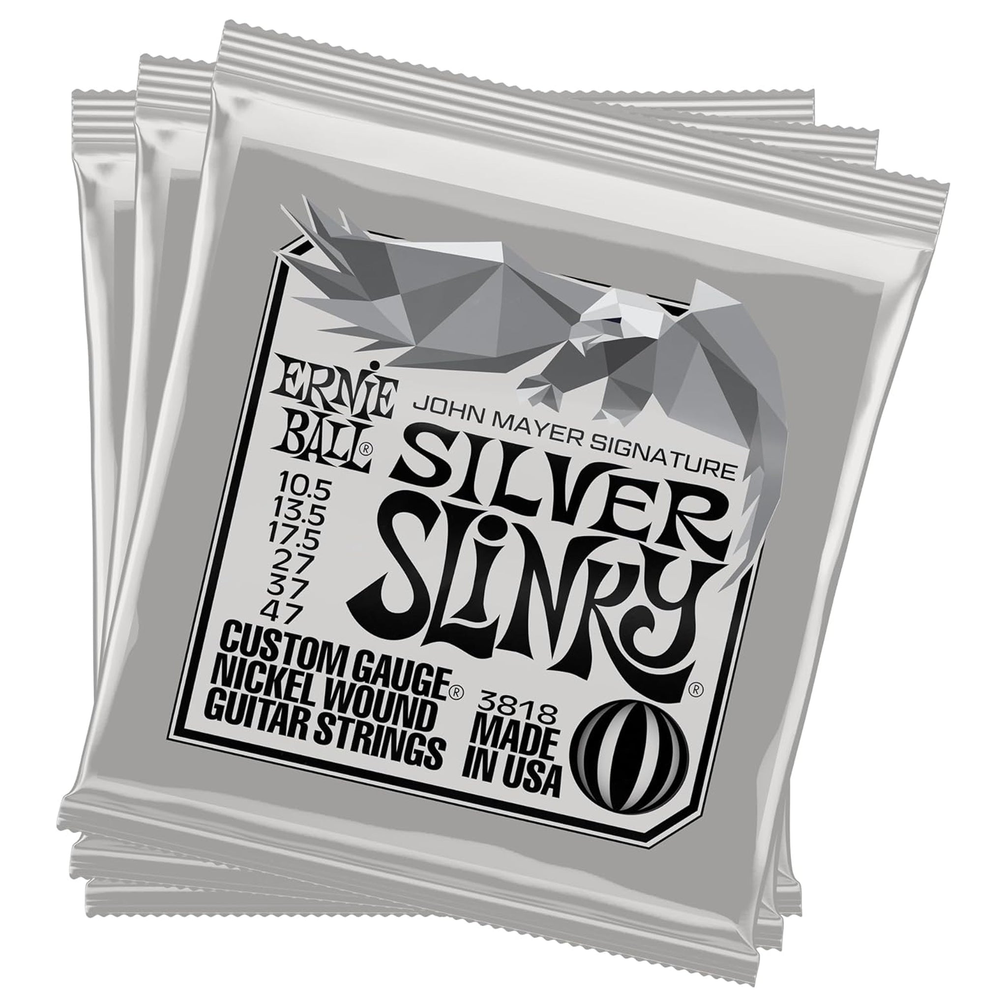 John Mayer Silver Slinky Nickel Wound Electric Guitar Strings 3 Pack Tin 10.5-47