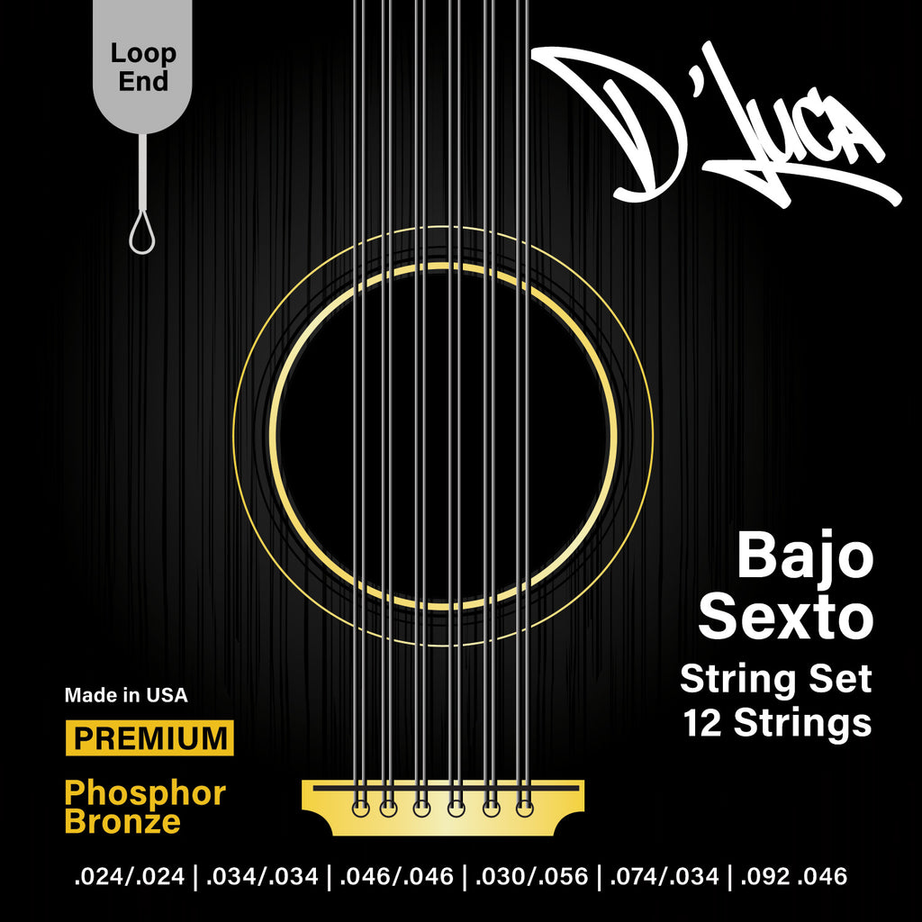 D'Luca Bajo Sexto Strings Phosphor Bronze, Loop End