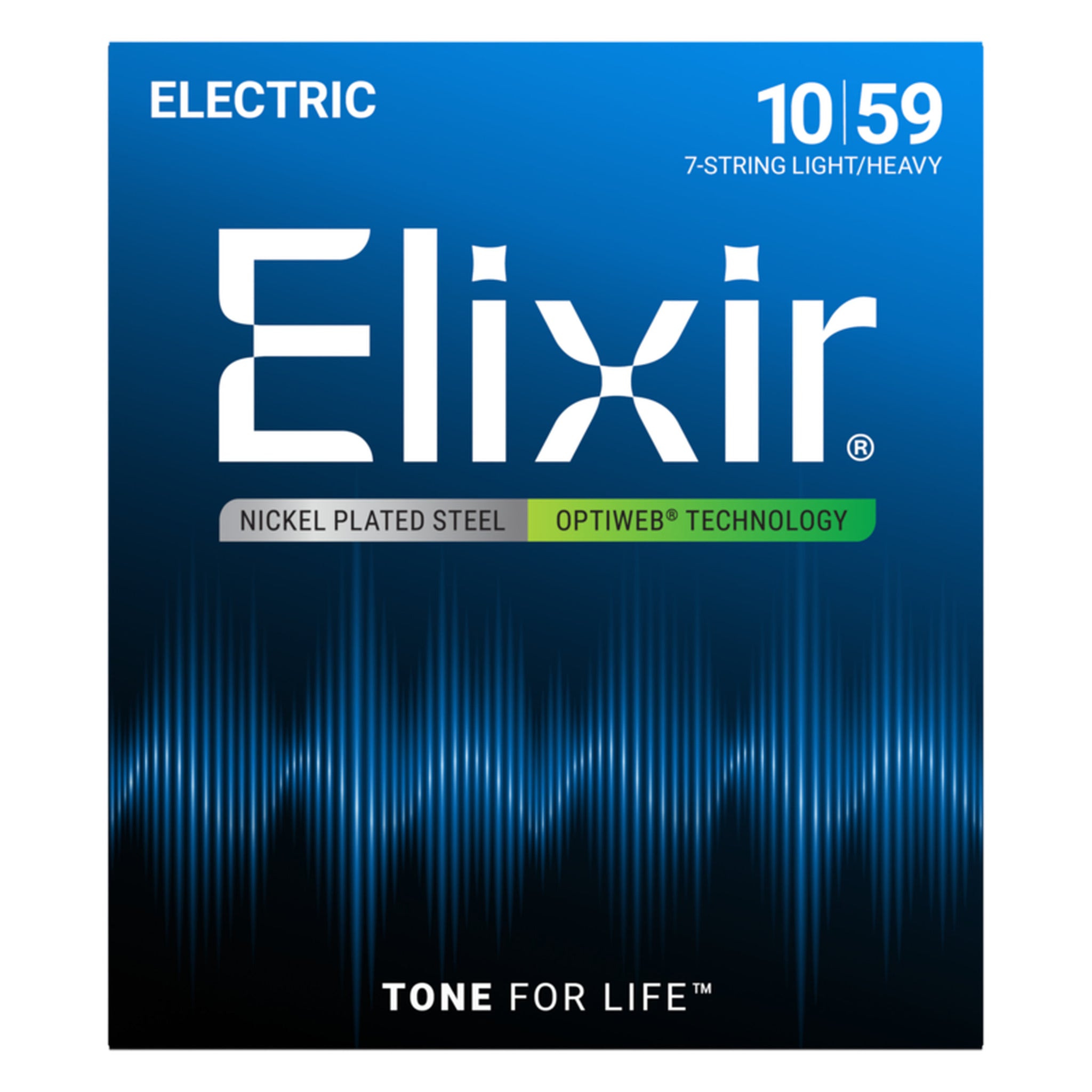 Elixir 7-String Electric Guitar Strings, OPTIWEB, Light/Heavy (.010-.059)