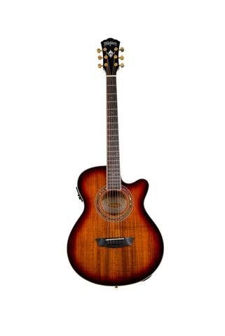 Washburn EA55G-A Festival Series Mini Jumbo Acoustic/Electric Guitar. Koa Burst