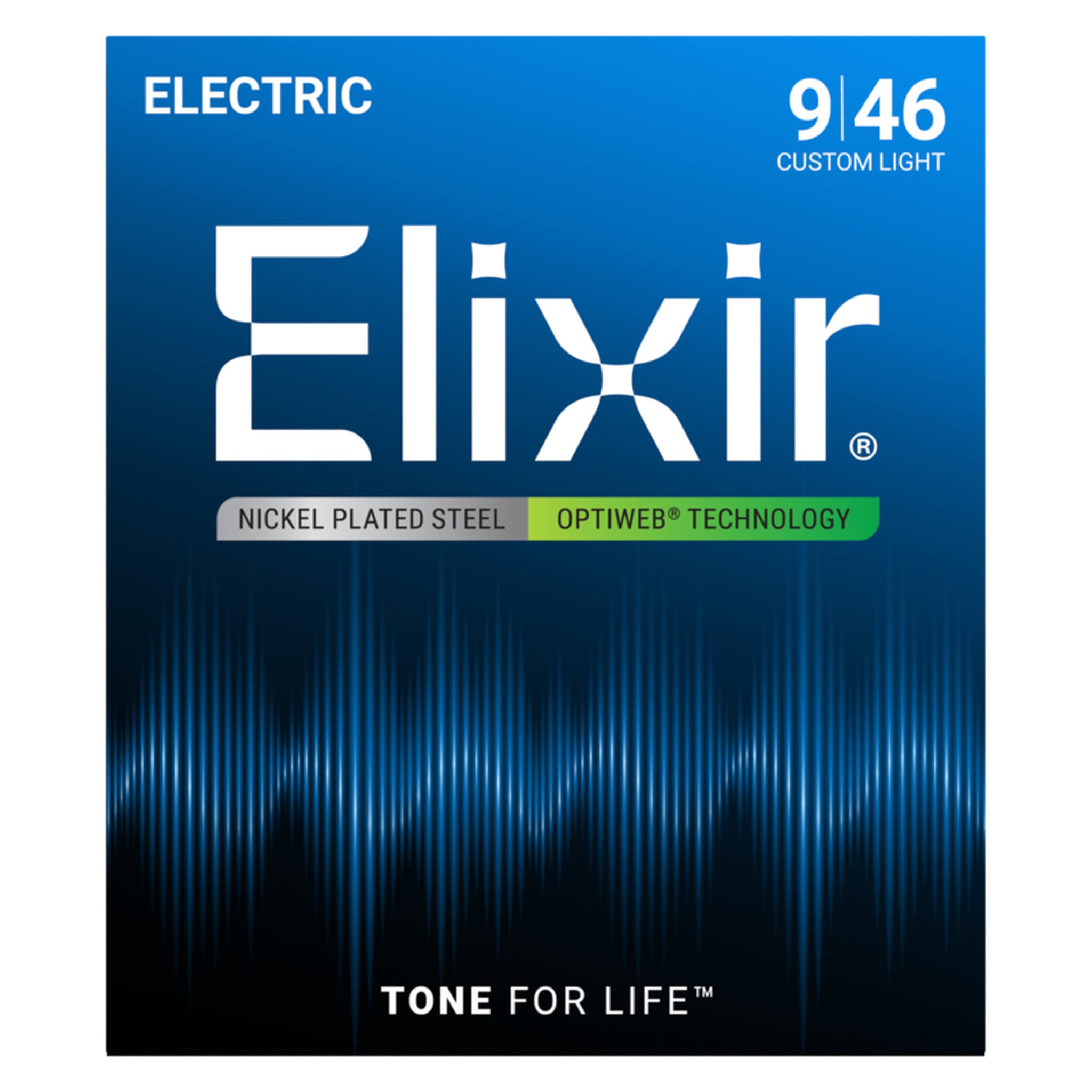 Elixir Electric Guitar Strings, OPTIWEB, Custom Light (.009-.046)