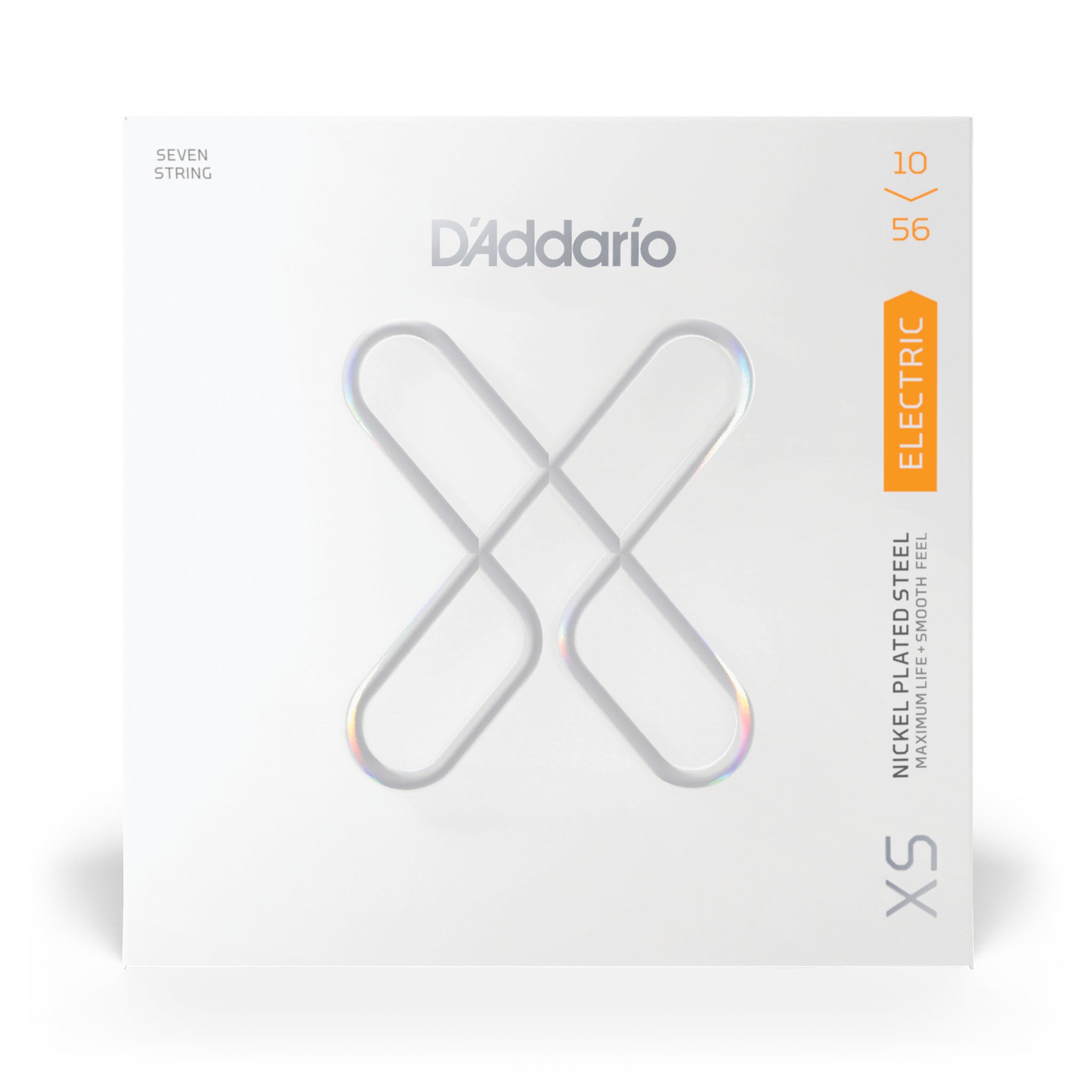 D'Addario XS Electric Guitar 7-String Nickel Plated Steel, Reg Light 10-56