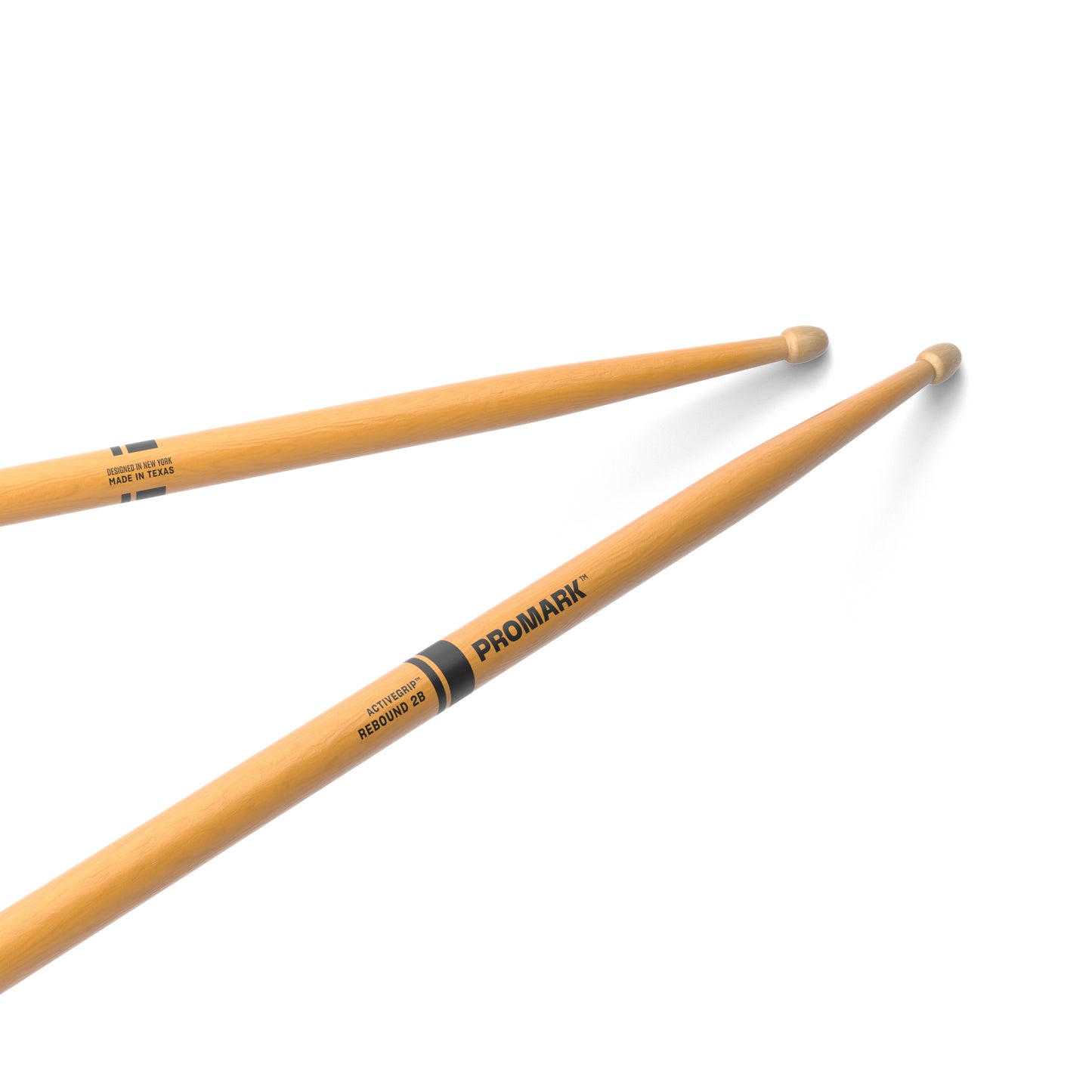 ProMark Rebound 2B ActiveGrip Clear Hickory Drumsticks, Acorn Wood Tip
