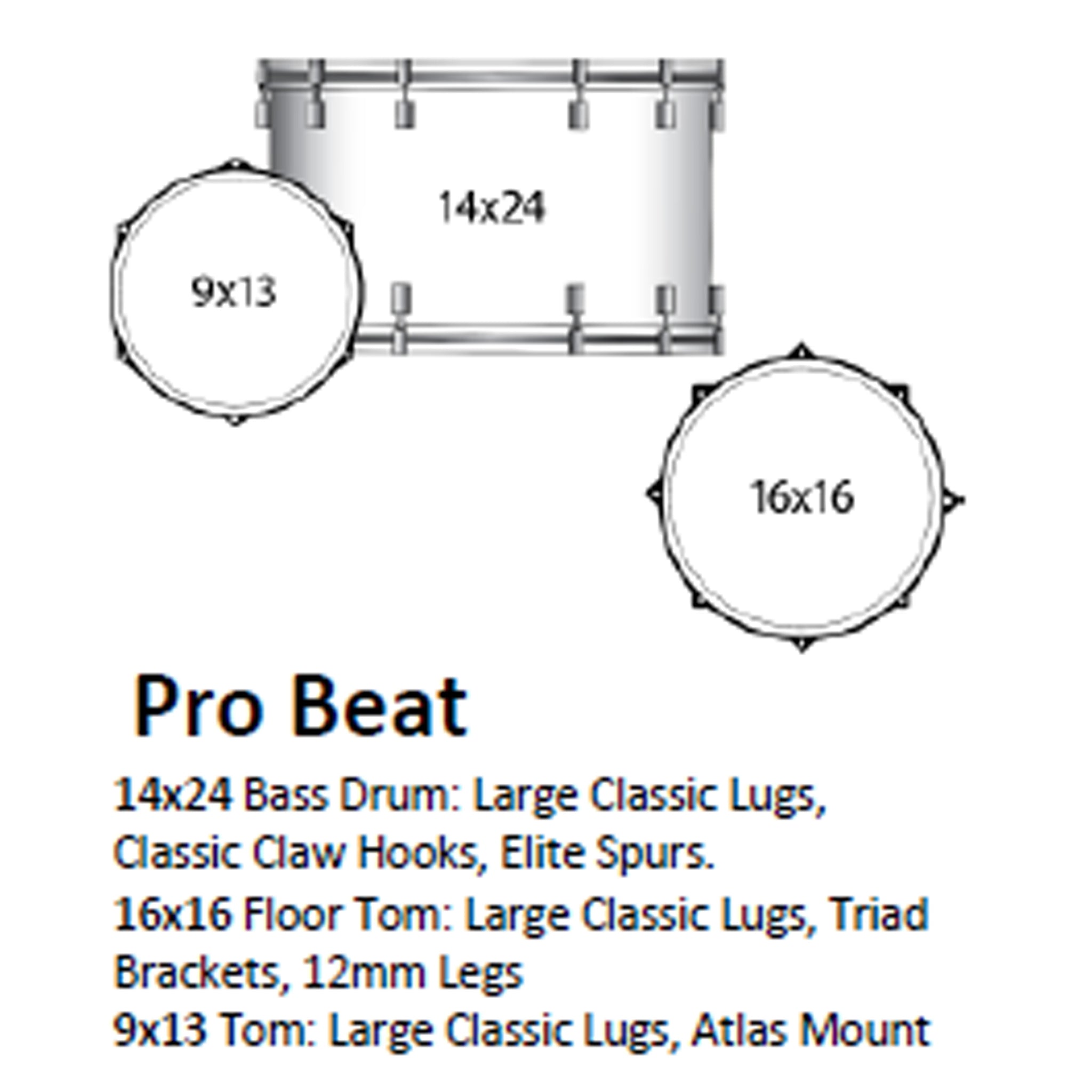 Ludwig Classic Oak Pro Beat 3-piece Acoustic Drum Set Shell Pack Green Burst