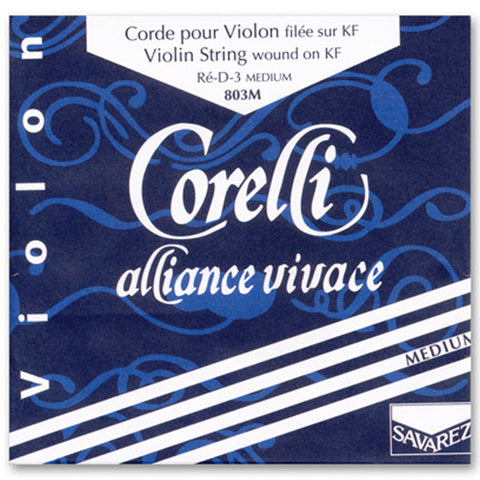 Savarez Corelli Alliance Vivace, Violin D String, (Synthetic/Silver-Aluminum), 4/4, Medium