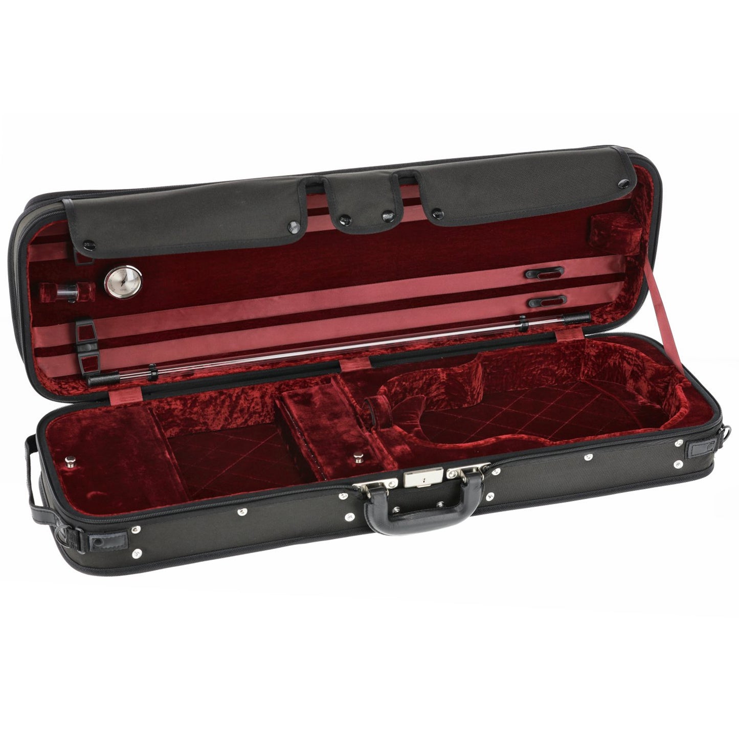 GEWA Violin Case, Atlanta, Oblong, 4/4, Black/Diamond-Pattern Red