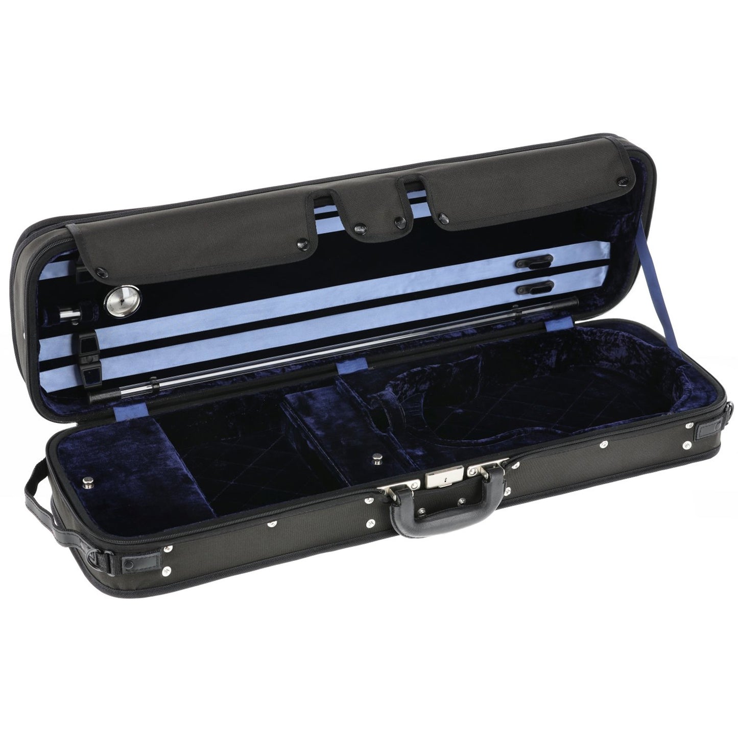 GEWA Violin Case, Atlanta, Oblong, 4/4, Black/Diamond-Pattern Blue