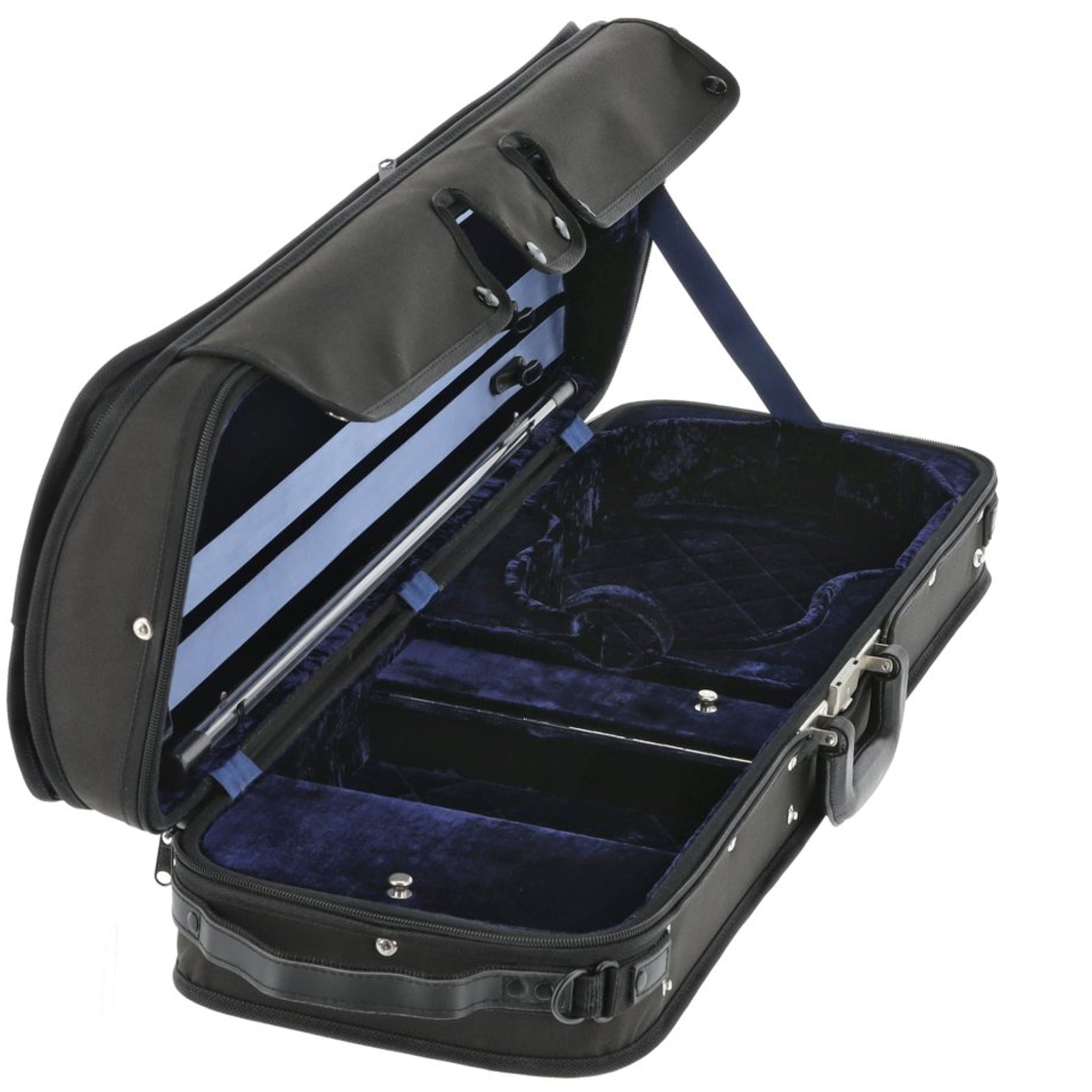 GEWA Violin Case, Atlanta, Oblong, 4/4, Black/Diamond-Pattern Blue