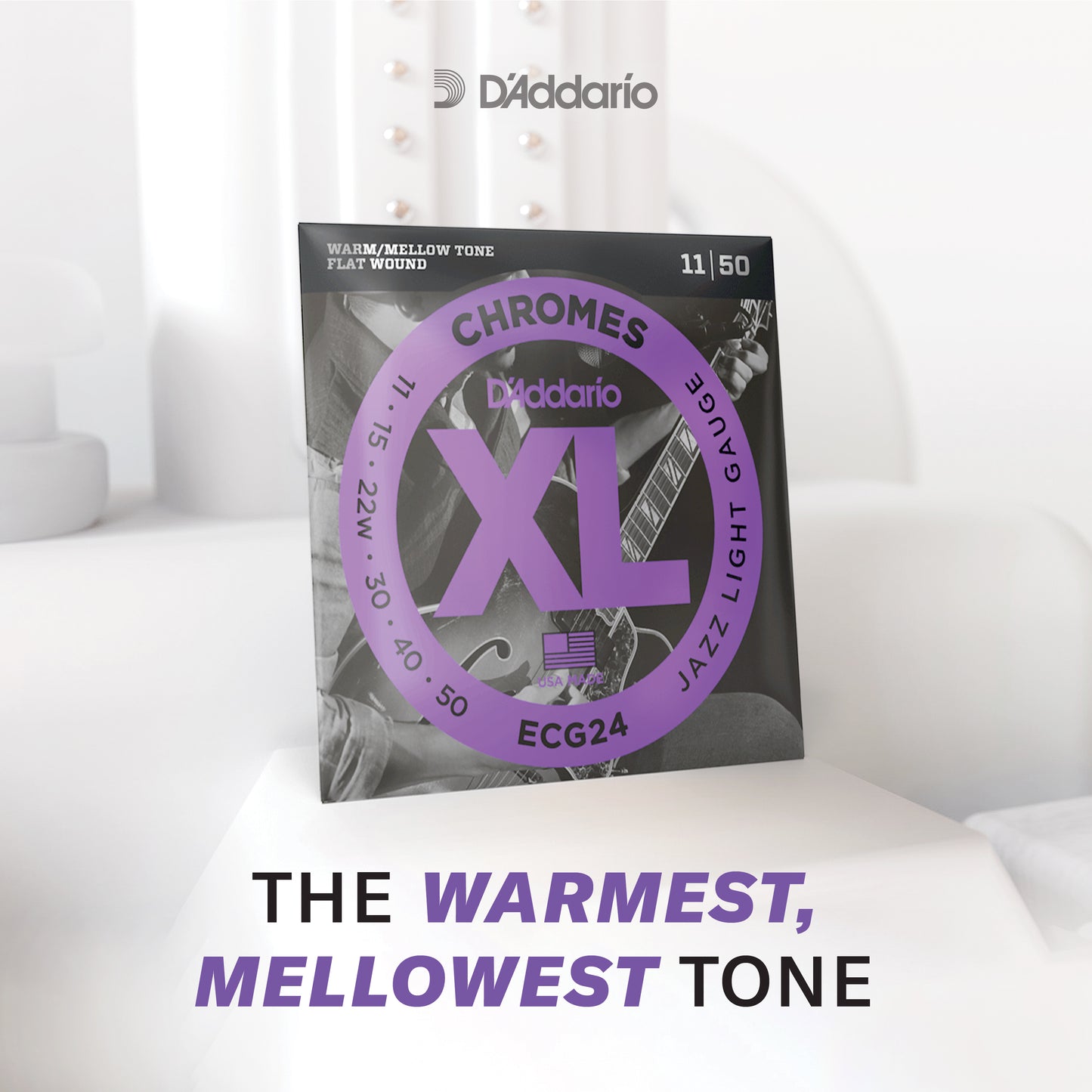 D'Addario 11-50 Jazz Light, Plain Third, XL Chromes Electric Guitar Strings