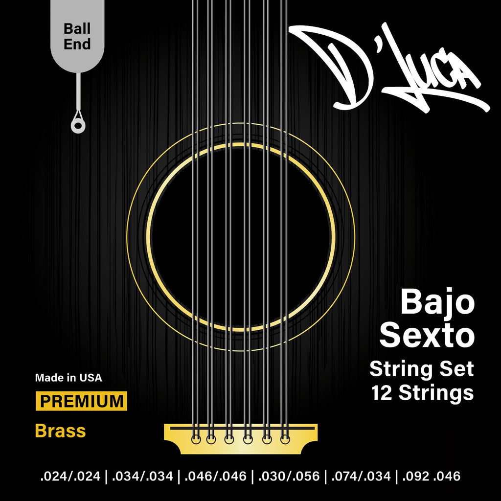 D'Luca Bajo Sexto Strings Brass, Ball End