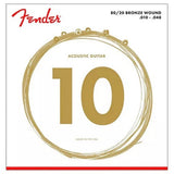 Fender 80/20 Bronze Acousitc Guitar Strings, Ball End, .010-.048
