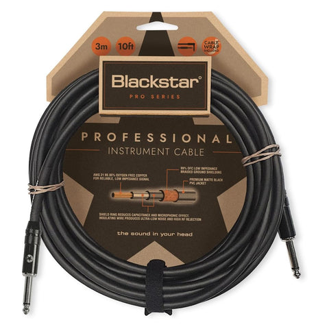 Blackstar 10ft Pro Series Instrument Cable Straight 1/4 Jack to Straight 1/4 Jack