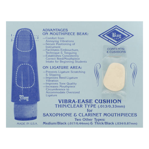 Selmer Vibra Ease Saxophone & Clarinet Mouthpiece Cushion Thin/Clear 4 Pack