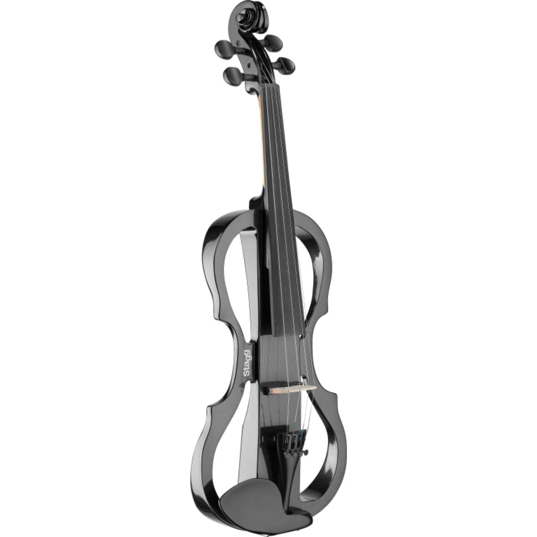Stagg 4/4 Electric Violin Set With Metallic Black, Soft Case And Headphones