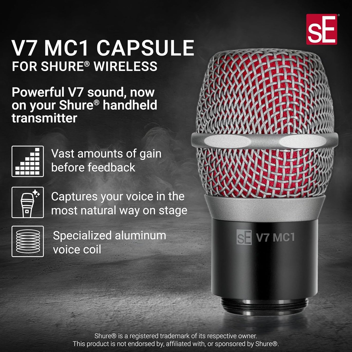 sE Electronics V7 Mic Capsule, Supercardioid for Shure Wireless Red MP03 pouch