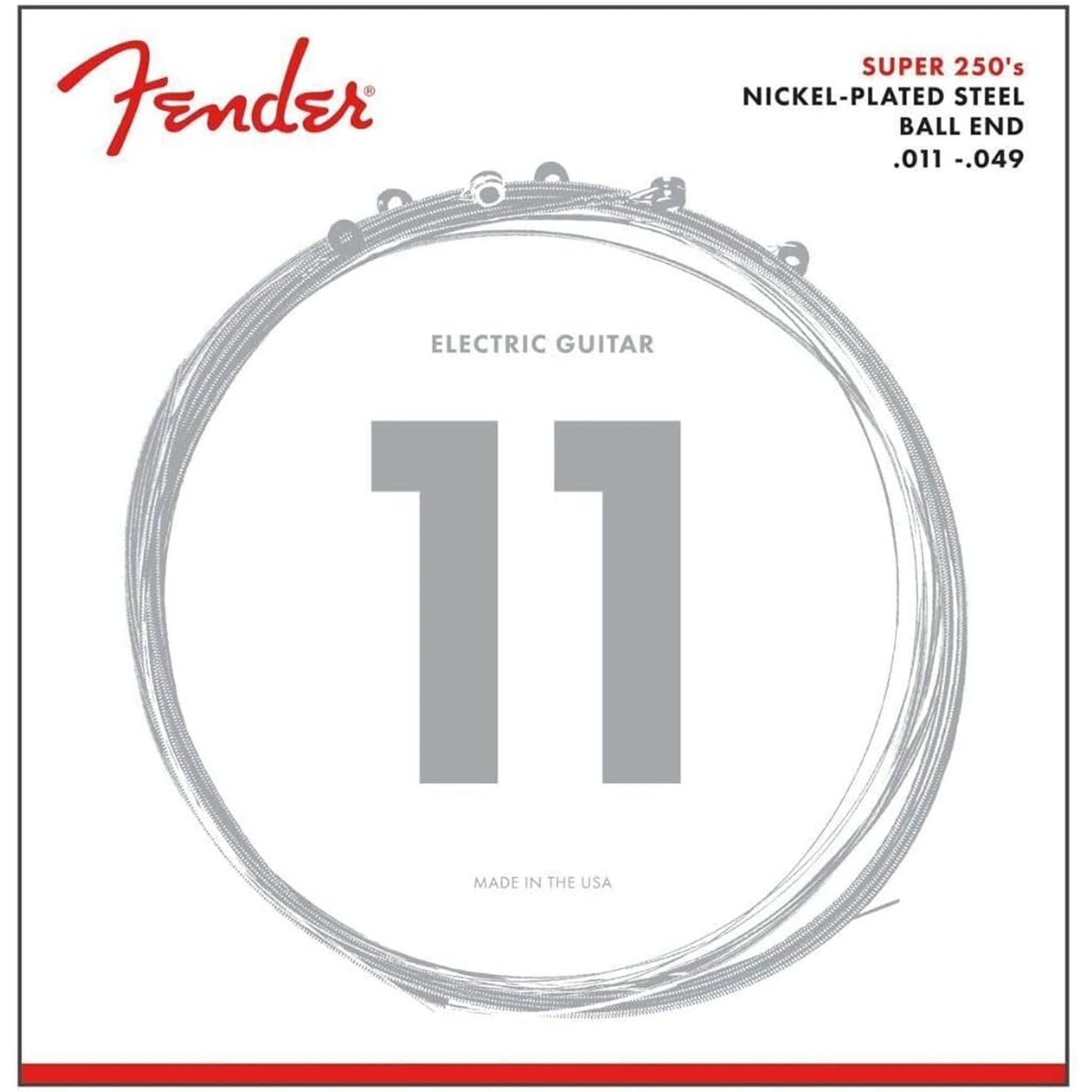 Fender Super 250 Electric Guitar Strings Nickel Plated Steel Ball End .011-.049