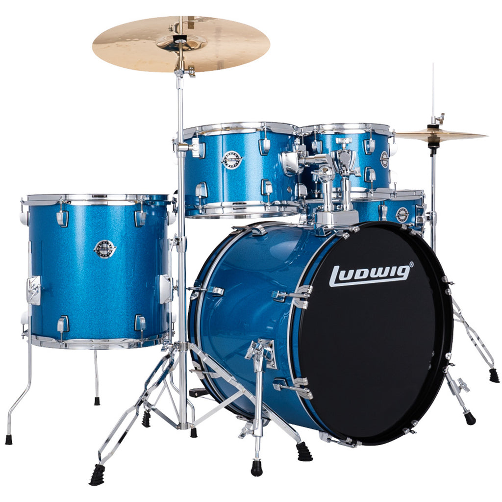 Ludwig Accent FUSE 5pc Acoustic Drum Set Pack Blue Sparkle PlayMusic123