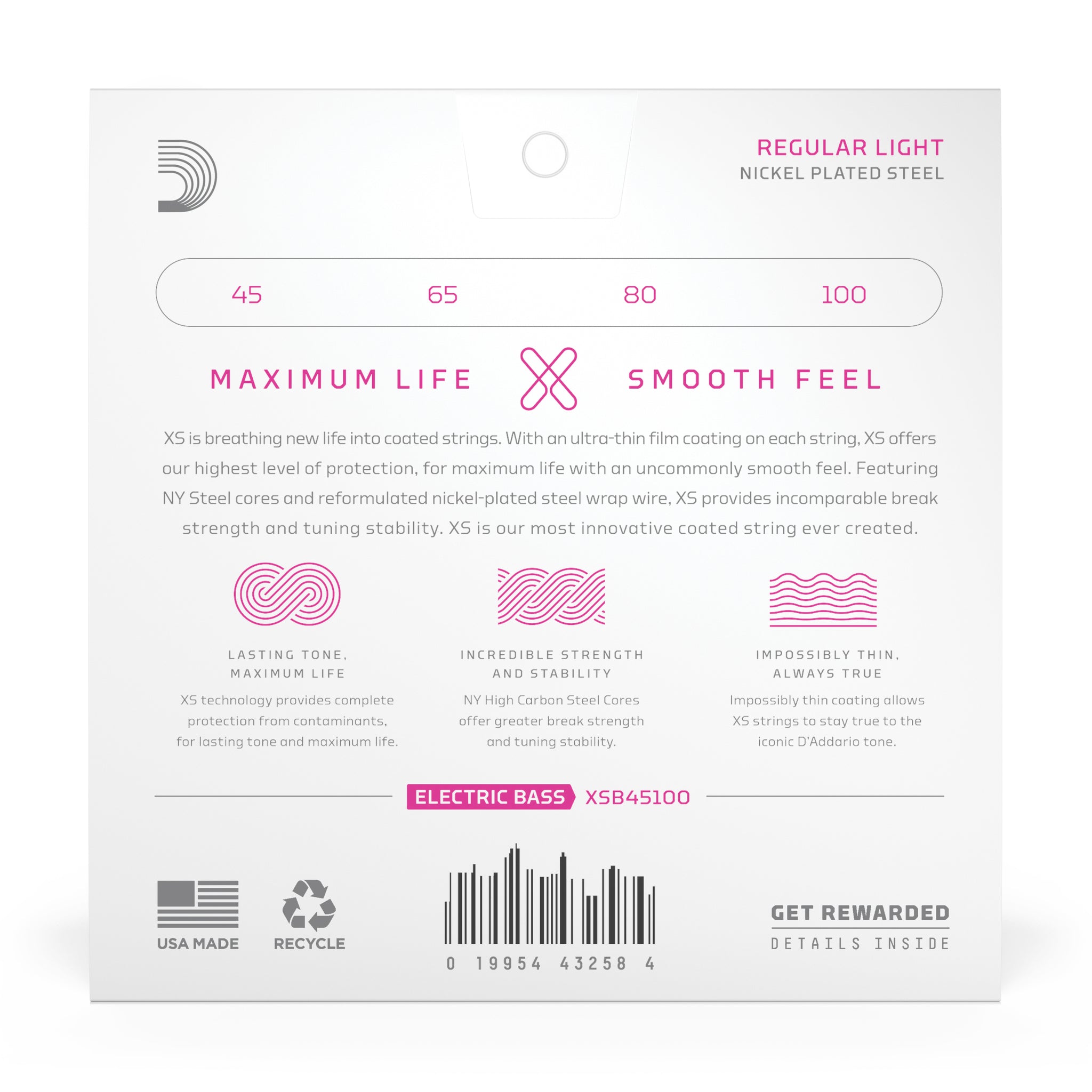 D'Addario 45-100 Regular Light, Long Scale Coated Bass Strings