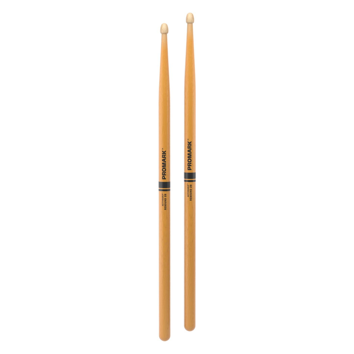 ProMark Rebound 2B ActiveGrip Clear Hickory Drumsticks, Acorn Wood Tip