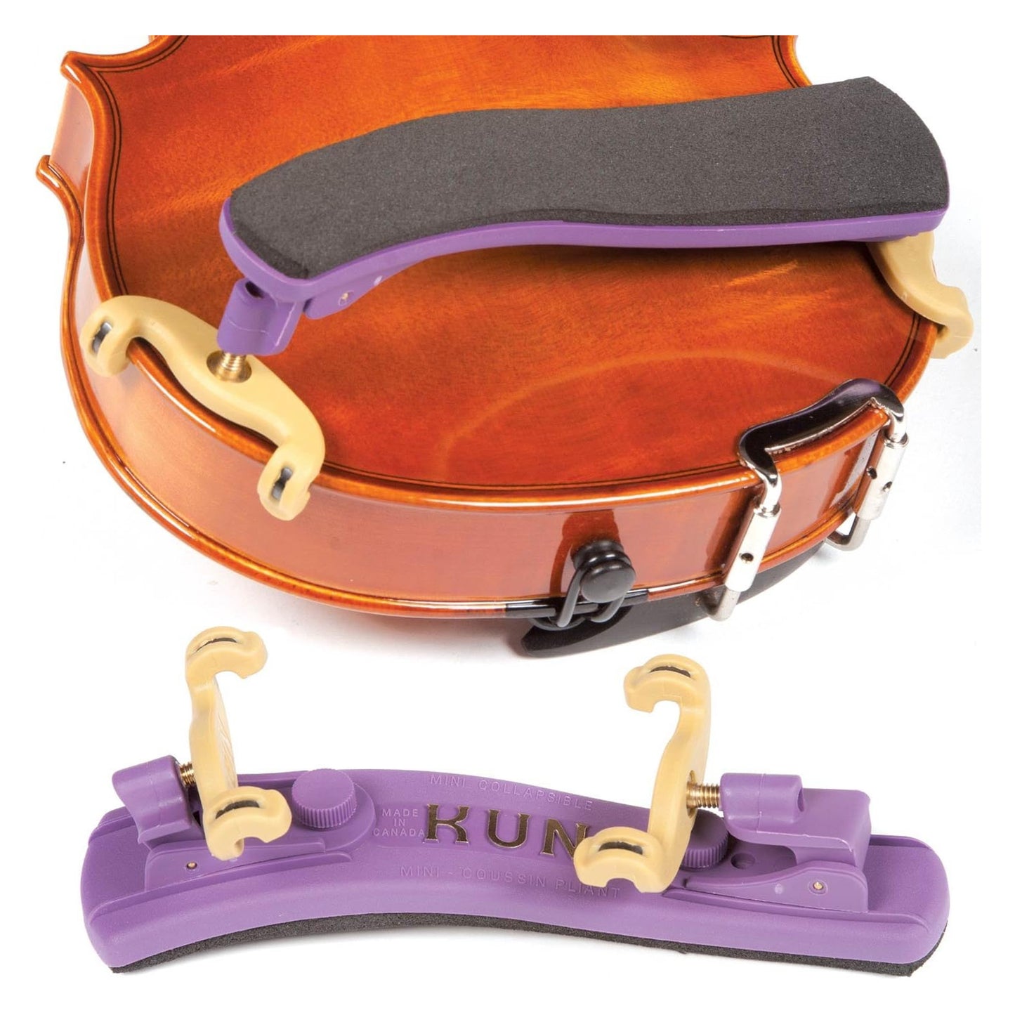 Kun Violin Shoulder Rest, Collapsible, 1/4-1/16, Purple