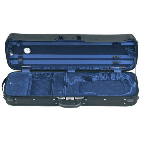 GEWA Violin Case, Atlanta, Oblong, 4/4, Black/Diamond-Pattern Blue