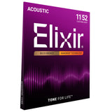 Elixir 80/20 Bronze Acoustic Guitar Strings, NANOWEB, Custom Light (.011-.052)