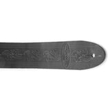 Ovation Guitar Premium Leather Strap Signature Leaf Black