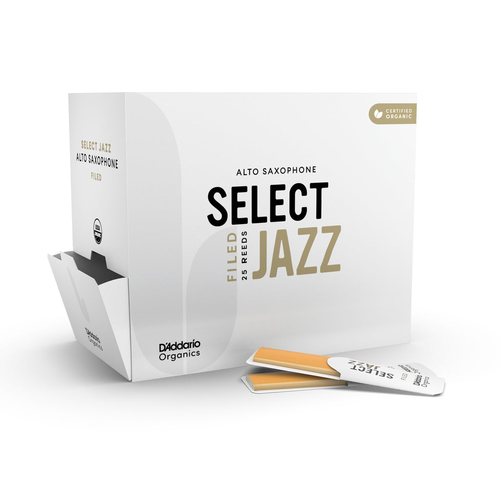 thumbnail image 2 of D'Addario Organic Select Jazz Alto Sax Reeds - Filed Cut 2 Soft Strength, 3-Pack 2 of 12
