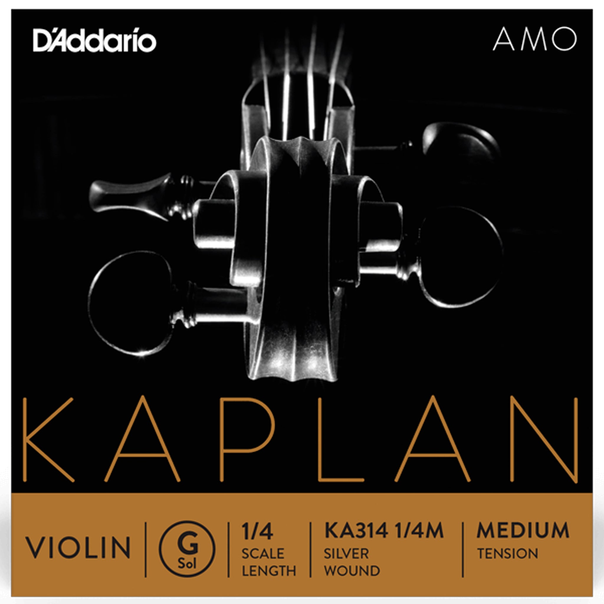 D'Addario Kaplan Amo Violin G String, 1/4 Scale, Medium Tension