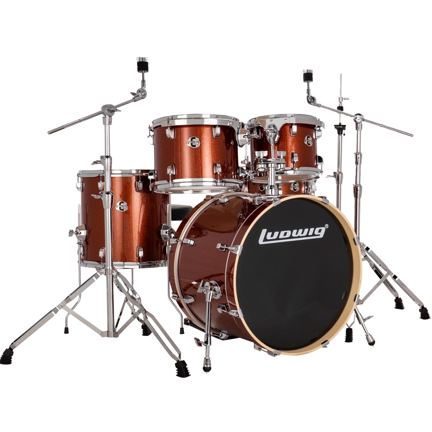 Ludwig Evolution 5pc Acoustic Drum Set with 20" Bass Drum Copper
