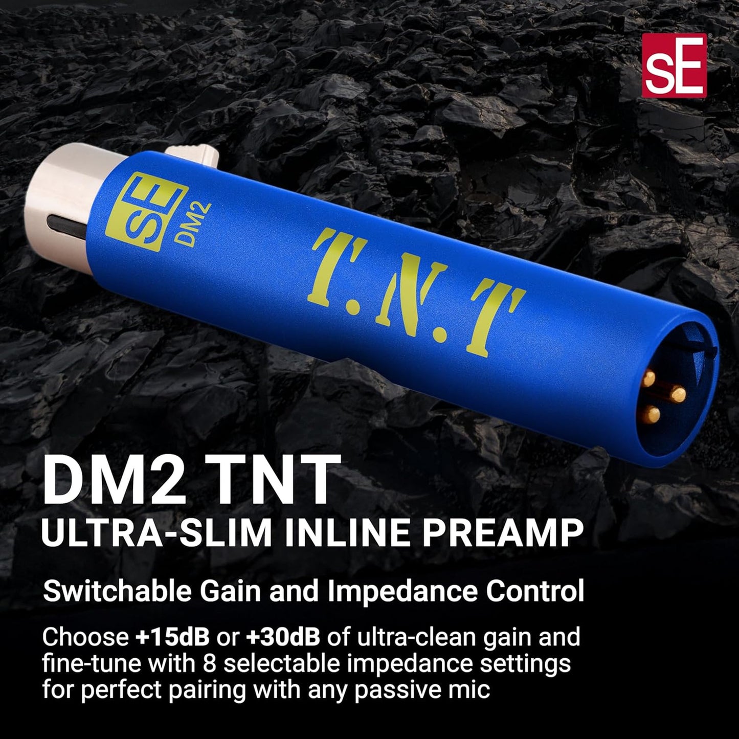 sE Electronics Active In-line Mic Preamp Selectable Gain and Impedance in Black