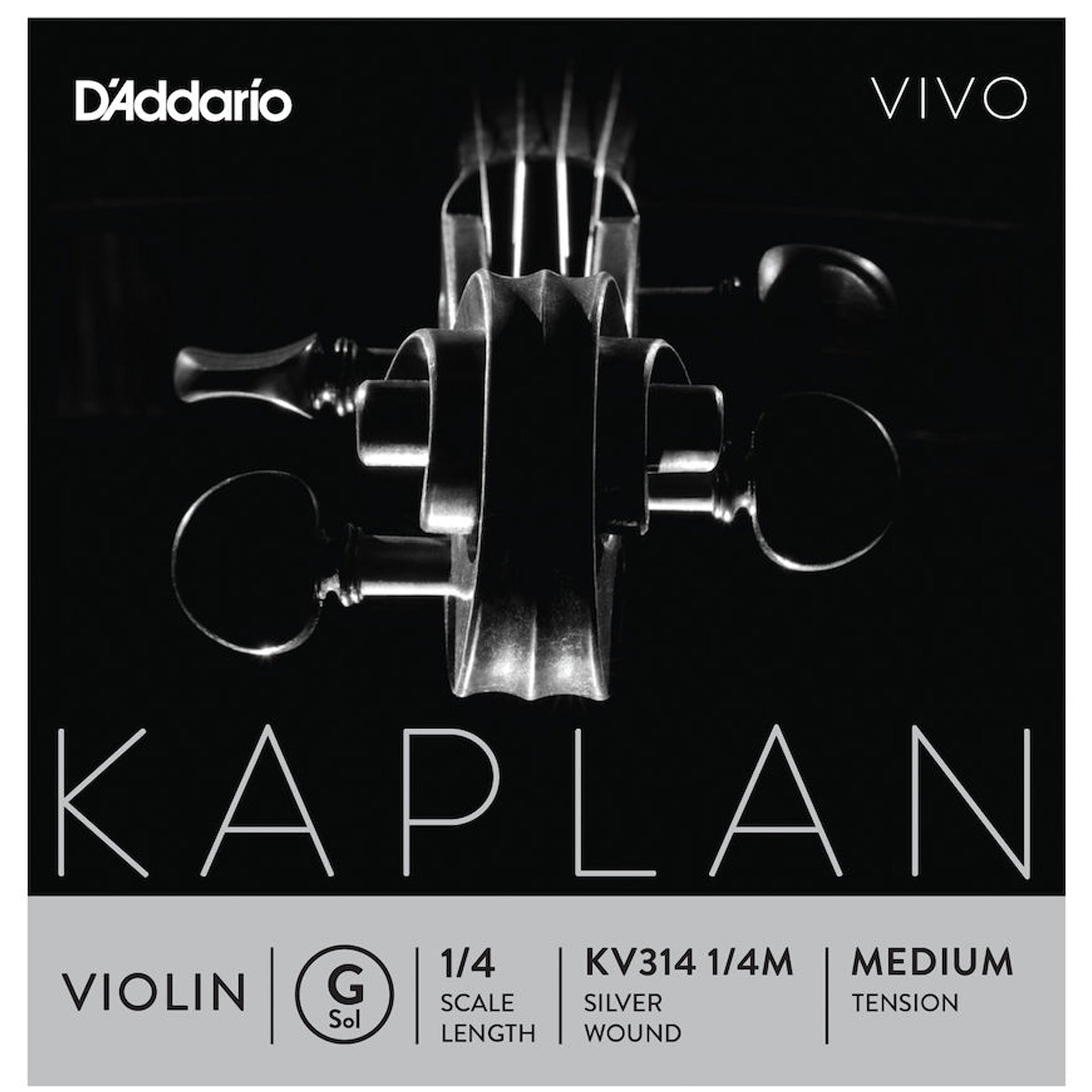 D'Addario Kaplan Vivo Violin G String, 1/4 Scale, Medium Tension