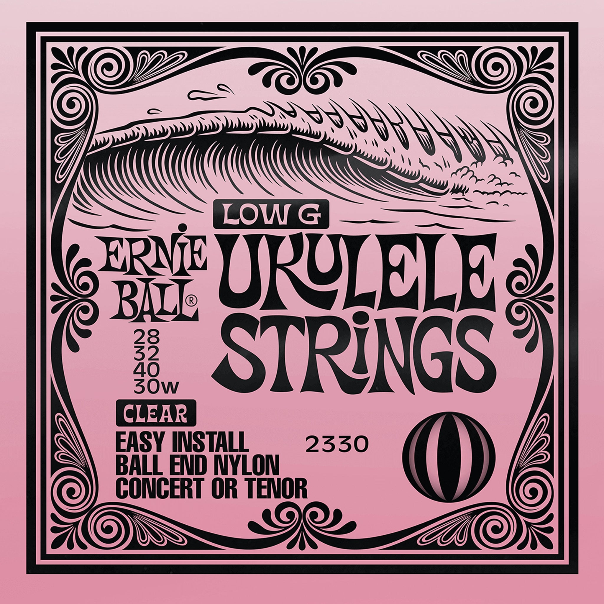 Ernie Ball Concert/Tenor Wound Low G Nylon Ball End Ukulele Strings - Clear