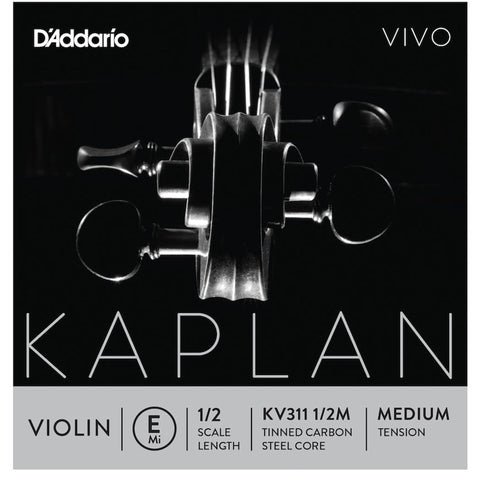 D'Addario Kaplan Vivo Violin E String, 1/2 Scale, Medium Tension